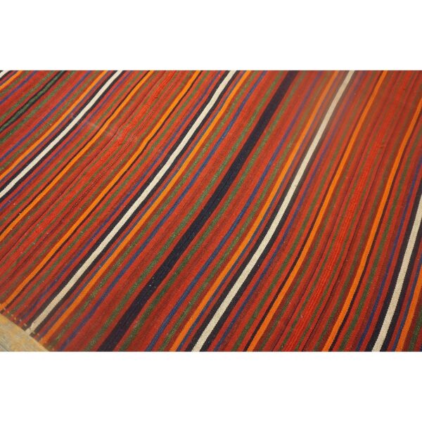 1950s stripe orange modern vintage turkish decorative kilim square rug 8 1950s stripe orange modern vintage turkish decorative kilim square rug - detail view 7