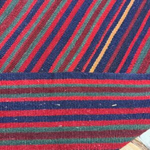 1950s Vintage Geometric Flatweave Wool Turkish Decorative Kilim Square Rug - detail view 4