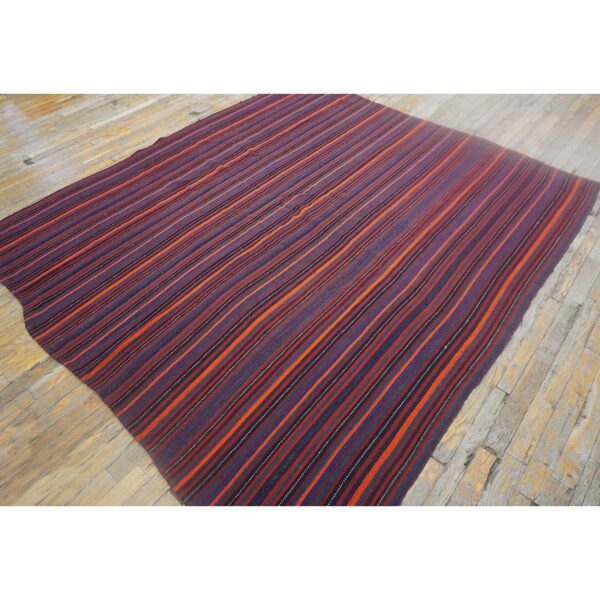 1950s vintage multi dark strioe turkish decorative kilim flatweave square rug 3 1950s vintage multi dark strioe turkish decorative kilim flatweave square rug - detail view 2