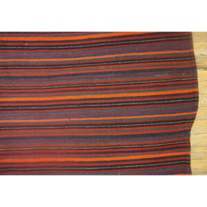 1950s Vintage Multi Dark Strioe Turkish Decorative Kilim Flatweave Square Rug - detail view 6