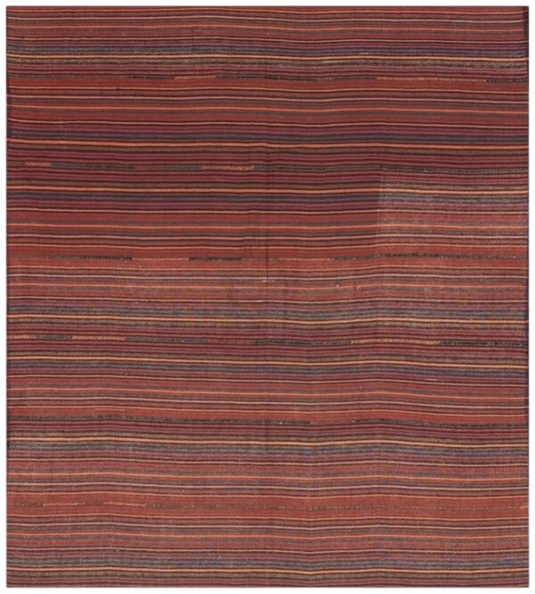 1950s vintage stripe modern flatwoven multicolor turkish kilim small square rug 1 1950s vintage stripe modern flatwoven multicolor turkish kilim small square rug