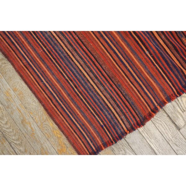 1950s vintage stripe modern flatwoven multicolor turkish kilim small square rug 6 1950s vintage stripe modern flatwoven multicolor turkish kilim small square rug - detail view 5