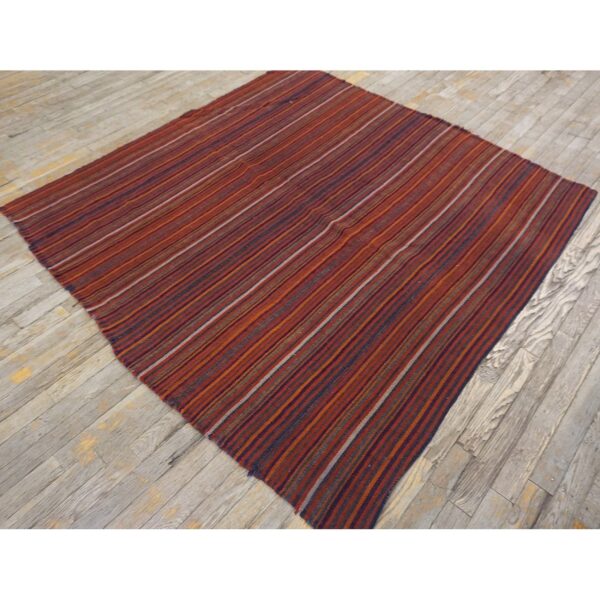1950s vintage turkish kilim square stripe geometric flatwoven wool rug 2 1950s vintage turkish kilim square stripe geometric flatwoven wool rug - detail view 1