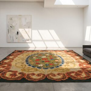 Antique 19th Century Floral Folk Art Design American Hooked Rug (SKU 18367) - room view