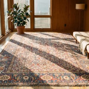 Antique 19th Century Ivory Tribal NW Persian Bakshaish Garden Design Gallery Carpet (SKU 19521) - room view