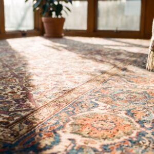 Antique 19th Century Ivory Tribal NW Persian Bakshaish Garden Design Gallery Carpet (SKU 19521) - in-room detail