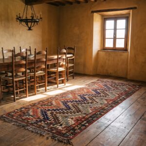 Antique 19th Century Persian Shahsavan Tribal Geometric Hallway Runner Rug (SKU 21663) - room view