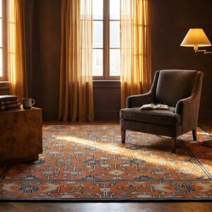 Antique 19th Century Red Geometric Square Chinese Kansu Rug (SKU 25195) - room view