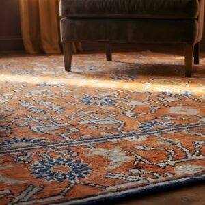 Antique 19th Century Red Geometric Square Chinese Kansu Rug (SKU 25195) - in-room detail