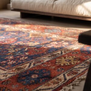 Antique 19th Century Tribal Hand-Knotted Blue Hallway Runner Rug (SKU 19639) - in-room detail