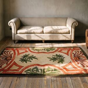 Antique 5 Pointed Star and Leaf Pattern American Hooked Rug (SKU 17654) - room view