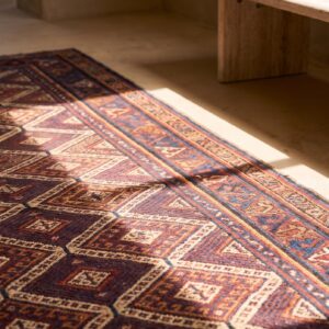 Antique Afshar Hallway Runner Wool Multicolor Rug (SKU 21404) - in-room detail