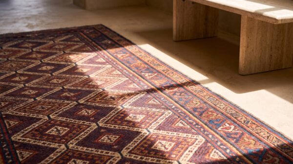 Antique afshar hallway runner wool multicolor rug (sku 21404) - in-room detail