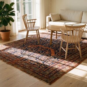 Antique Afshar Persian Allover Floral Hand Knotted Square Rug (SKU 24508) - room view