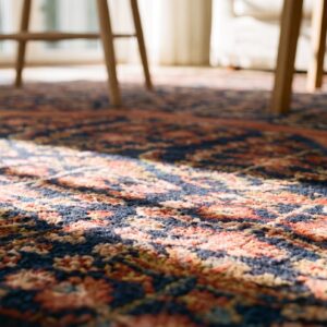 Antique Afshar Persian Allover Floral Hand Knotted Square Rug (SKU 24508) - in-room detail
