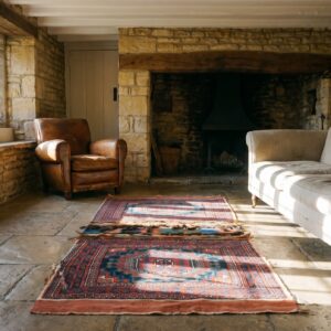 Antique Afshar Persian Geometric Medallion Hand Knotted Pile Horse Cover (SKU 25468) - room view