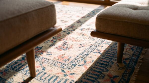 Antique agra - cotton large hallway runner cotton ivory rug 9 Antique agra - cotton large hallway runner cotton ivory rug (sku 21030) - in-room detail