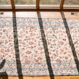 Antique Agra - Cotton Large Hallway Runner Cotton Ivory Rug (SKU 21030) - styled overhead view