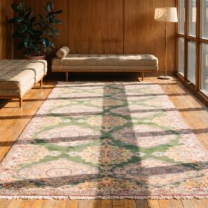 Antique Agra - Cotton Large Room Size Cotton Green Rug (SKU 21555) - room view