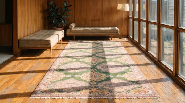Antique agra - cotton large room size cotton green rug 7 Antique agra - cotton large room size cotton green rug (sku 21555) - room view