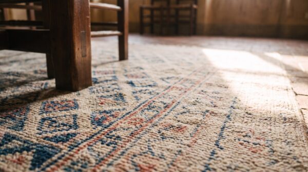 Antique agra - cotton oversized room size cotton ivory rug 8 Antique agra - cotton oversized room size cotton ivory rug (sku 20371) - in-room detail