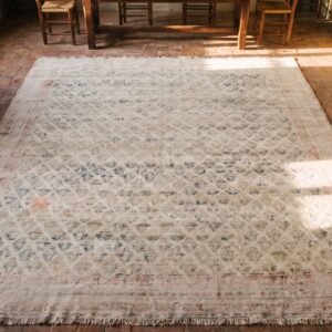 Antique Agra - Cotton Oversized Room Size Cotton Ivory Rug (SKU 20371) - styled overhead view