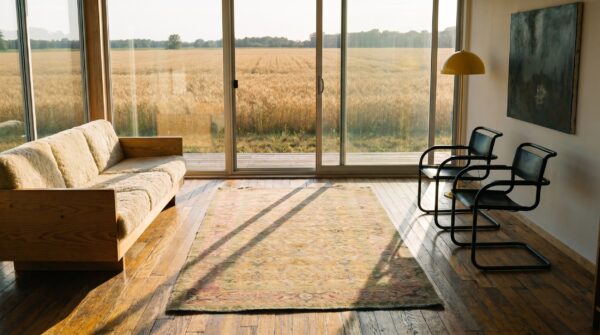 Antique agra - cotton small scatter size cotton yellow rug 10 Antique agra - cotton small scatter size cotton yellow rug (sku 20126) - room view