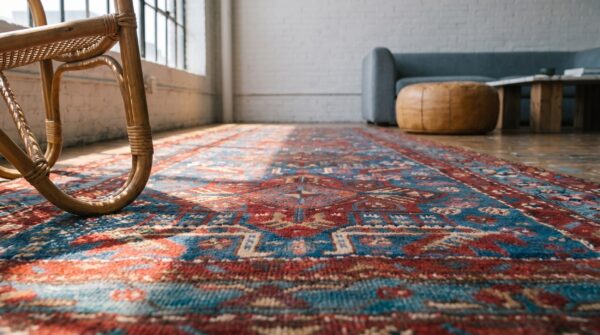 Antique akstafa caucasian knotted hallway runner rug 6 Antique akstafa caucasian knotted hallway runner rug (sku 17879) - in-room detail
