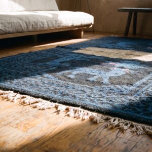 Allover Blue Chinese Wool Antique Hand Knotted Pile 1930s Rug (SKU 21982) - in-room detail