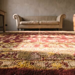 Allover Design Antique Classic Coral Color Indian Agra Rug (SKU 21155) - in-room detail