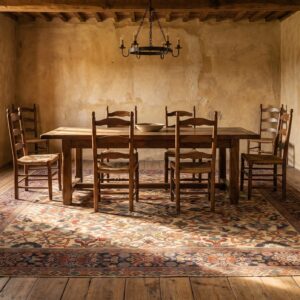 Allover Design Ivory Color Antique Persian Wool Pile Sultanabad Carpet (SKU 20916) - room view