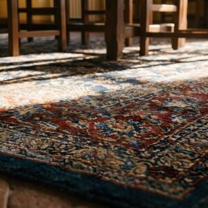 Allover Floral Hand Knotted Pile 1920s Rectangle Antique Wool Blue Large Rug (SKU 25831) - in-room detail