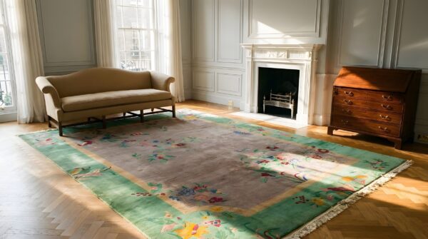 Antique allover floral art deco chinese design room size area rug 7 Antique allover floral art deco chinese design room size area rug (sku 24230) - room view
