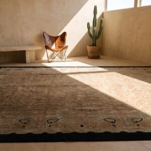 Antique Allover Floral Wool Hand Knotted Pile Brown Earth Tone 1920s Rug (SKU 22509) - room view