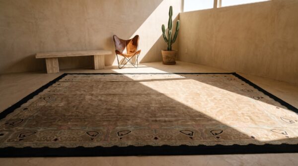 Antique allover floral wool hand knotted pile brown earth tone 1920s rug 10 Antique allover floral wool hand knotted pile brown earth tone 1920s rug (sku 22509) - room view