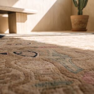 Antique Allover Floral Wool Hand Knotted Pile Brown Earth Tone 1920s Rug (SKU 22509) - in-room detail
