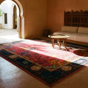 Antique Allover Floral Design Coral Art Deco Chinese Hand Knotted Rug (SKU 24739) - room view