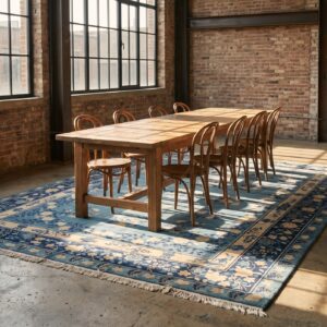 Antique Allover Floral Design Light Blue Chinese Room Size Peking Rug (SKU 22943) - room view