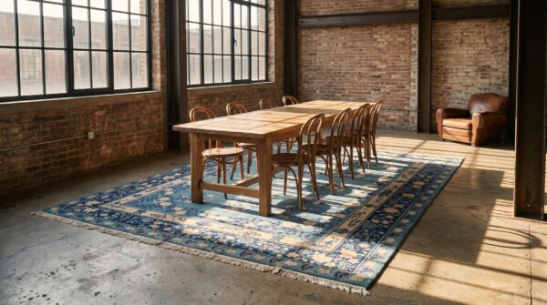Antique allover floral design light blue chinese room size peking rug 6 Antique allover floral design light blue chinese room size peking rug (sku 22943) - room view