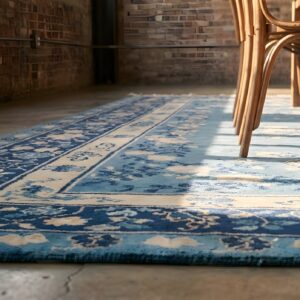 Antique Allover Floral Design Light Blue Chinese Room Size Peking Rug (SKU 22943) - in-room detail