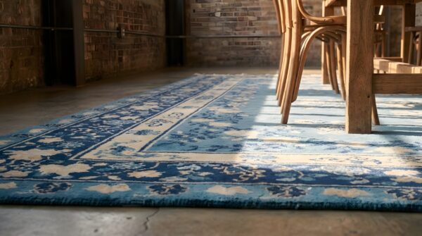 Antique allover floral design light blue chinese room size peking rug 7 Antique allover floral design light blue chinese room size peking rug (sku 22943) - in-room detail