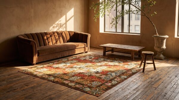 Antique allover floral flat weave rug 8 Antique allover floral flat weave rug (sku 20193) - room view