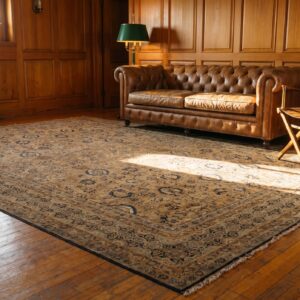 Antique Allover Floral Pattern Wool Hand Knotted Pile Persian Kerman Rug (SKU 20832) - room view