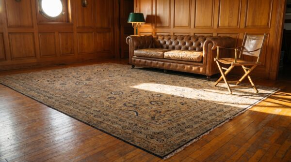 Antique allover floral pattern wool hand knotted pile persian kerman rug 7 Antique allover floral pattern wool hand knotted pile persian kerman rug (sku 20832) - room view