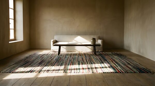 Allover geometric 1930s antique hand knotted pile multicolor jewel tones wool american usa hallway runner rug 9 Allover geometric 1930s antique hand knotted pile multicolor jewel tones wool american usa hallway runner rug (sku 25684) - room view
