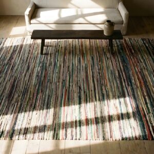 Allover Geometric 1930s Antique Hand Knotted Pile Multicolor Jewel Tones Wool American USA Hallway Runner Rug (SKU 25684) - styled overhead view