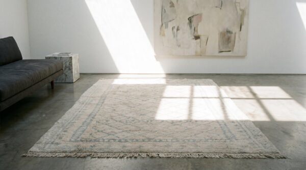 Antique allover geometric cotton hand knotted pile ivory beige cream white 1920s rug 6 Antique allover geometric cotton hand knotted pile ivory beige cream white 1920s rug (sku 20369) - room view