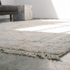 Antique Allover Geometric Cotton Hand Knotted Pile Ivory Beige Cream White 1920s Rug (SKU 20369) - in-room detail