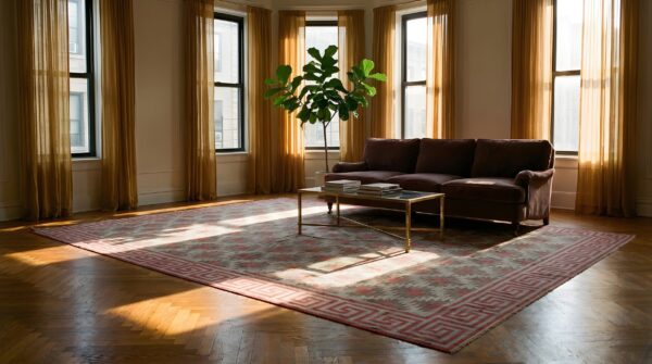 Antique allover geometric flat weave cotton dhurrie indian rug 8 Antique allover geometric flat weave cotton dhurrie indian rug (sku 21758) - room view
