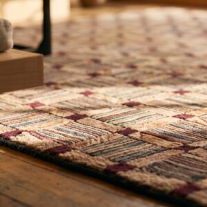 Antique Allover Geometric Hooked - Loop Pile Rug (SKU 19906) - in-room detail